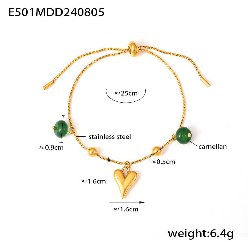 Selling Round Bead Agate Geometric Element Pendant Bracelet Niche Design Sense 18K Gold Plated Love Hand Ornaments For Women - Image 1